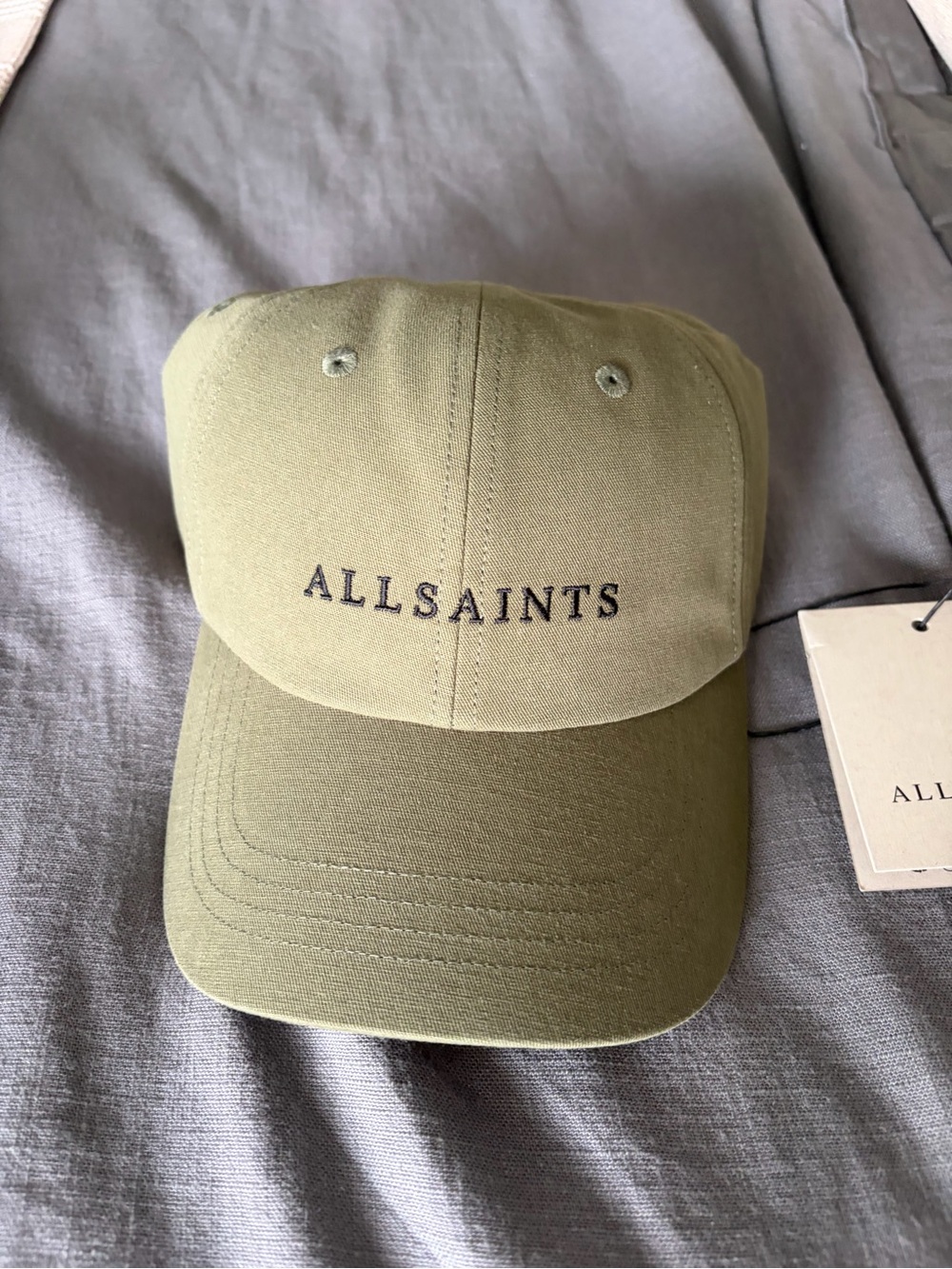 All Saints Olive Logo Cap in Khaki Green